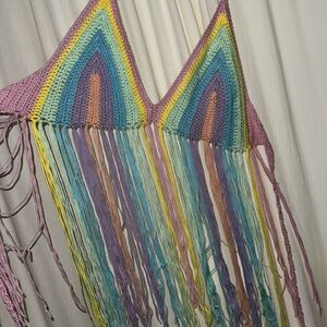 Fabulous Crochet Pastel Triangle Fringe Top